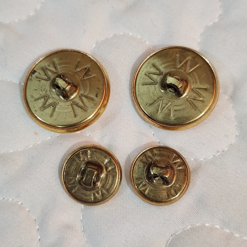 Set of 14 Waterbury Gold FOX HUNTING BLAZER BUTTONS French Horn Shank Equestrian